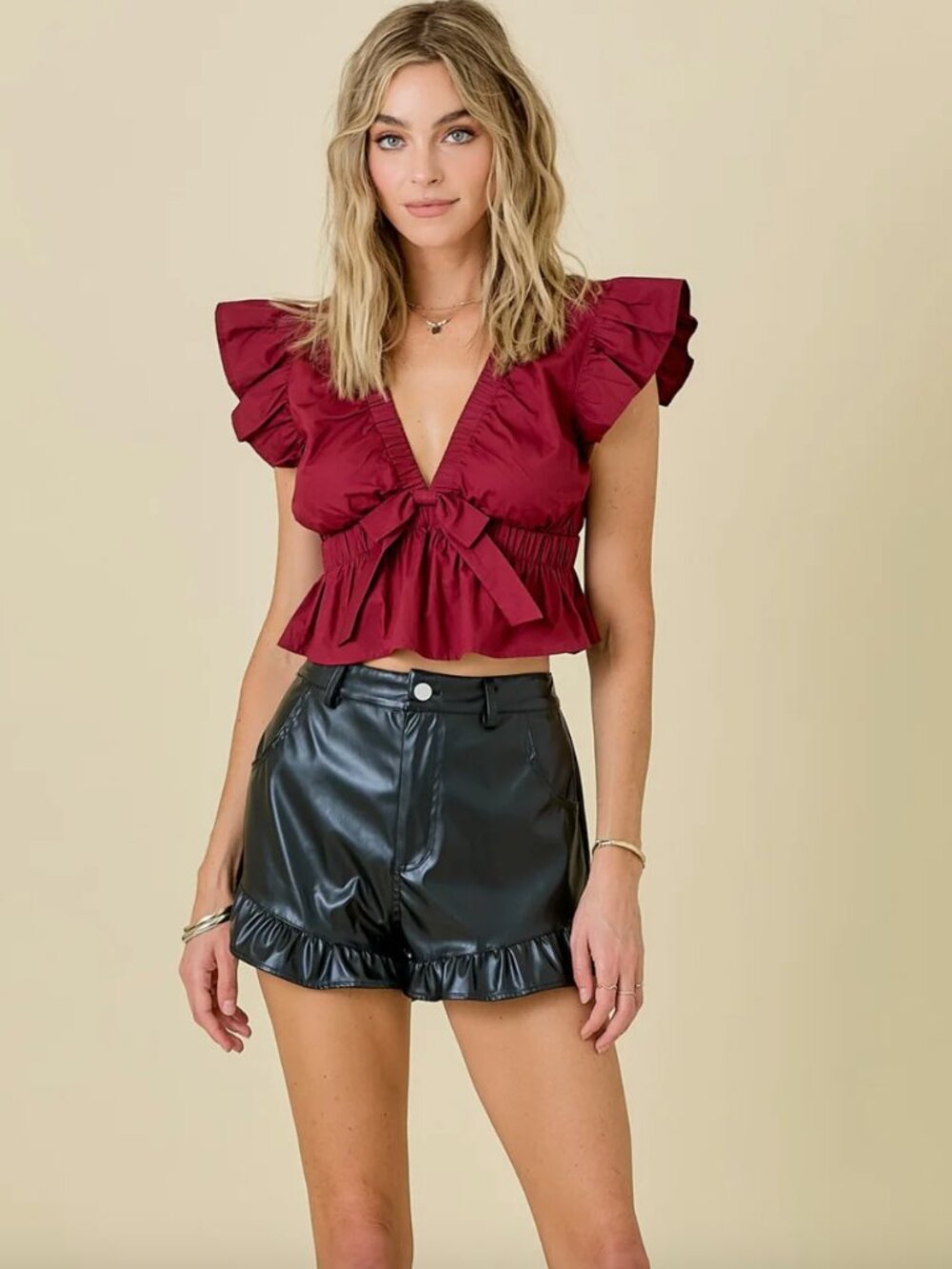Maroon Peplum/Babydoll Top